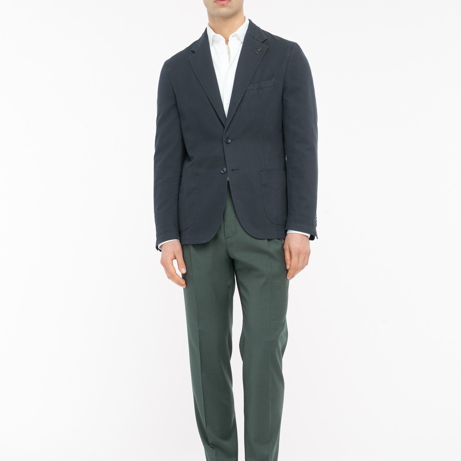 Giacca sfoderata misto cotone lino stretch 44 / BLU