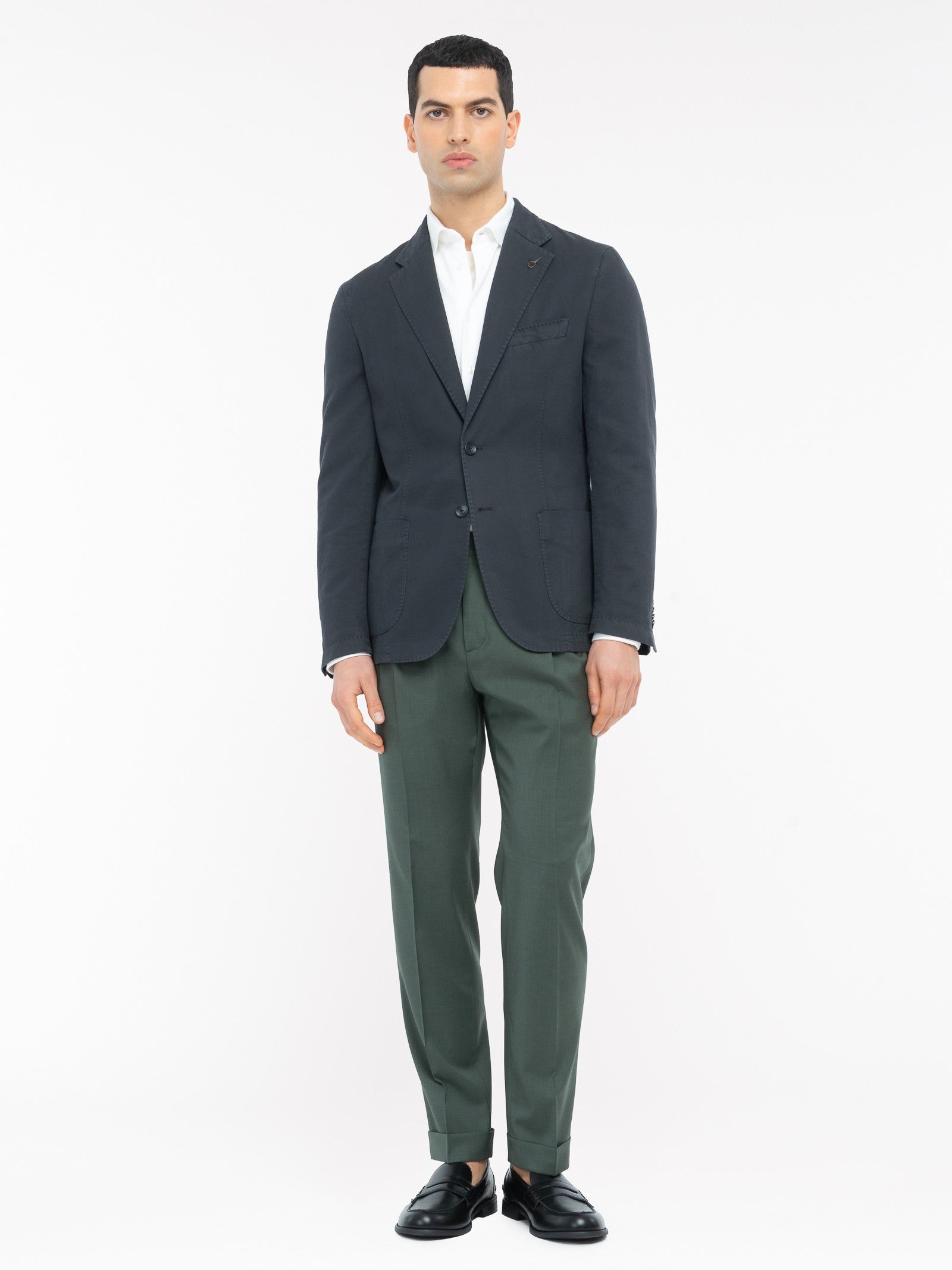 Giacca sfoderata misto cotone lino stretch 44 / BLU