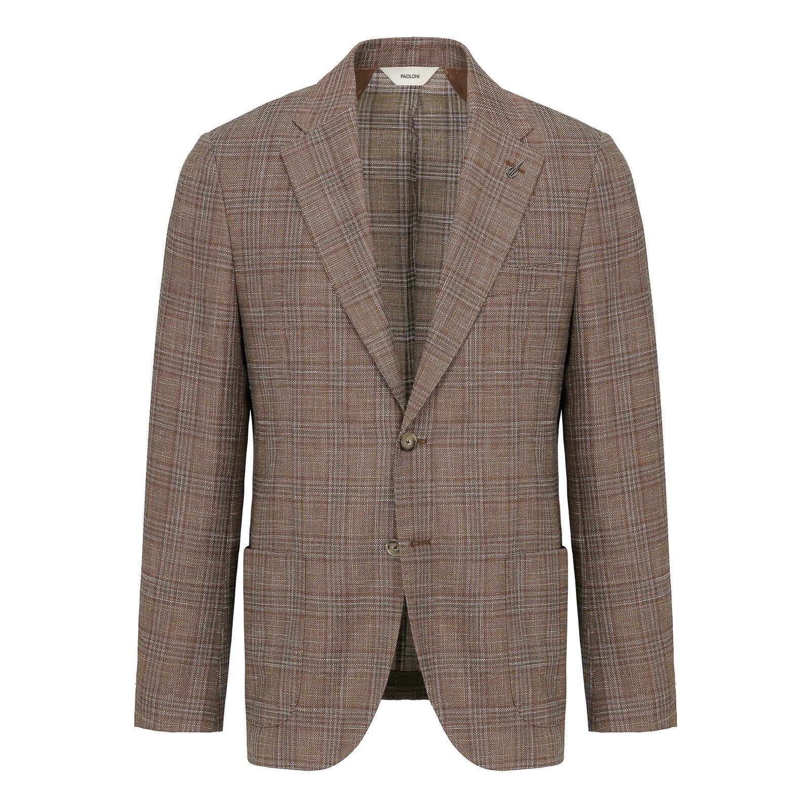 Giacca sfoderata macro check misto lana cotone 44 / MARRONE