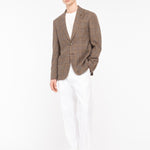 Giacca sfoderata macro check misto lana cotone 44 / MARRONE