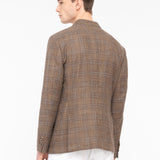 Giacca sfoderata macro check misto lana cotone 44 / MARRONE