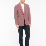 Giacca doppiopetto tinta misto lana stretch 44 / ROSSO