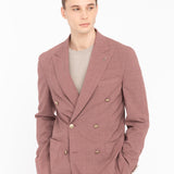 Giacca doppiopetto tinta misto lana stretch 44 / ROSSO