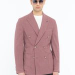 Giacca doppiopetto tinta misto lana stretch 44 / ROSSO