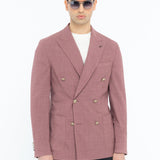 Giacca doppiopetto tinta misto lana stretch 44 / ROSSO