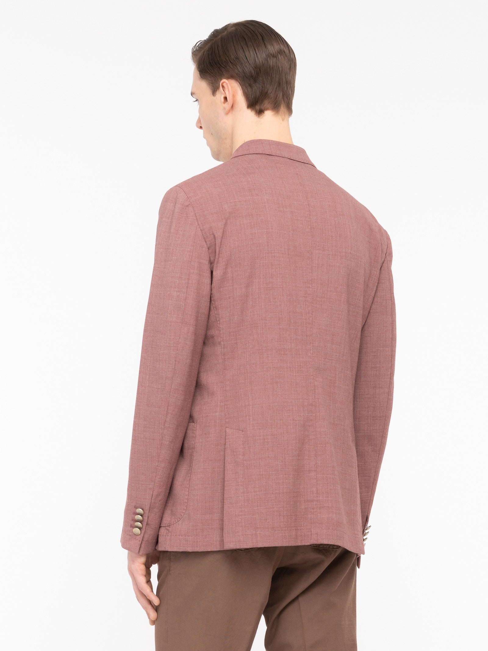 Giacca doppiopetto tinta misto lana stretch 44 / ROSSO