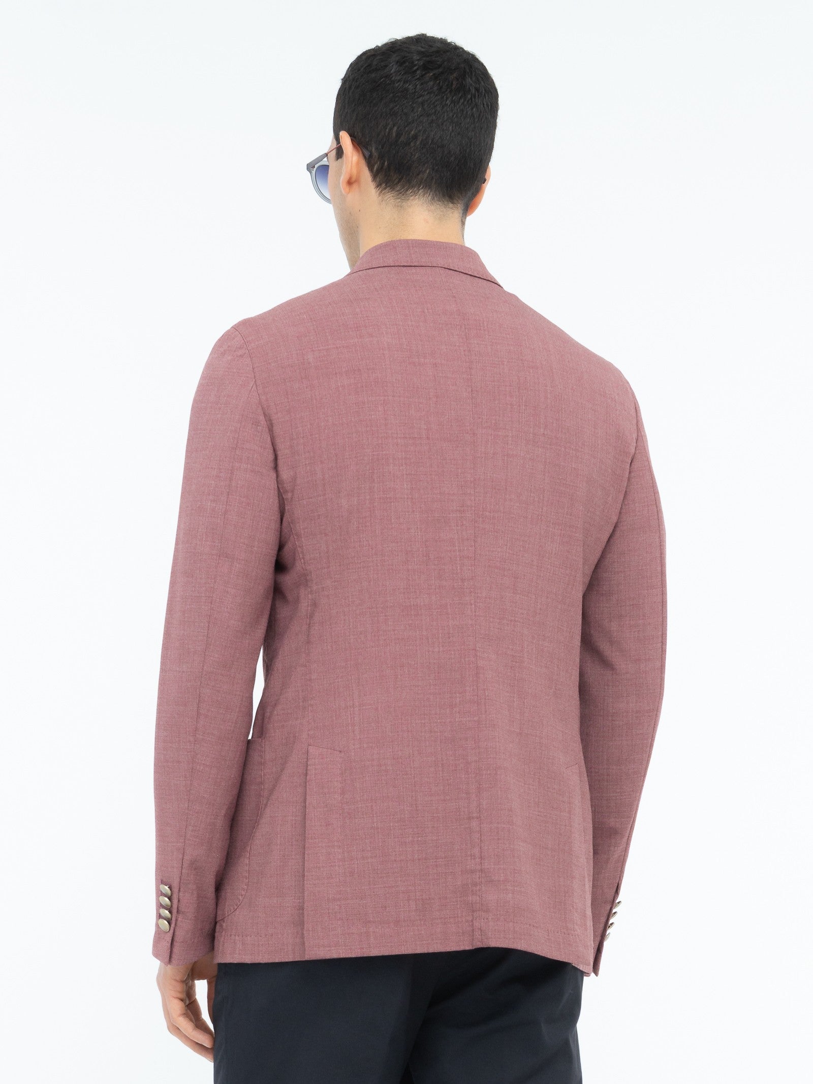 Giacca doppiopetto tinta misto lana stretch 44 / ROSSO