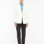 Giacca doppiopetto micro texture lana vergine super 110`s 44 / BIANCO