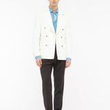 Giacca doppiopetto micro texture lana vergine super 110`s 44 / BIANCO