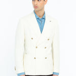 Giacca doppiopetto micro texture lana vergine super 110`s 44 / BIANCO