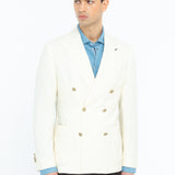 Giacca doppiopetto micro texture lana vergine super 110`s 44 / BIANCO