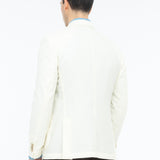 Giacca doppiopetto micro texture lana vergine super 110`s 44 / BIANCO