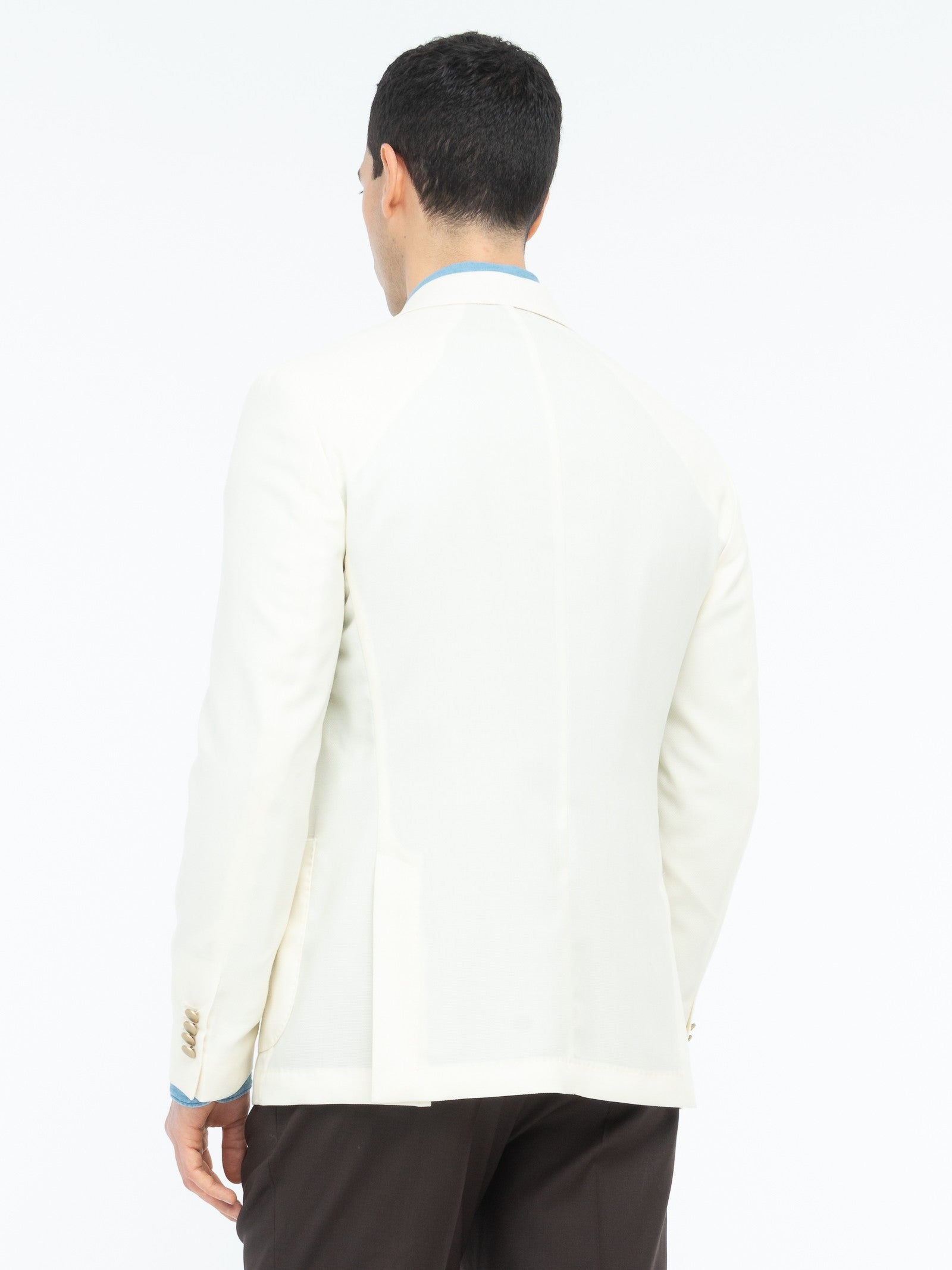 Giacca doppiopetto micro texture lana vergine super 110`s 44 / BIANCO