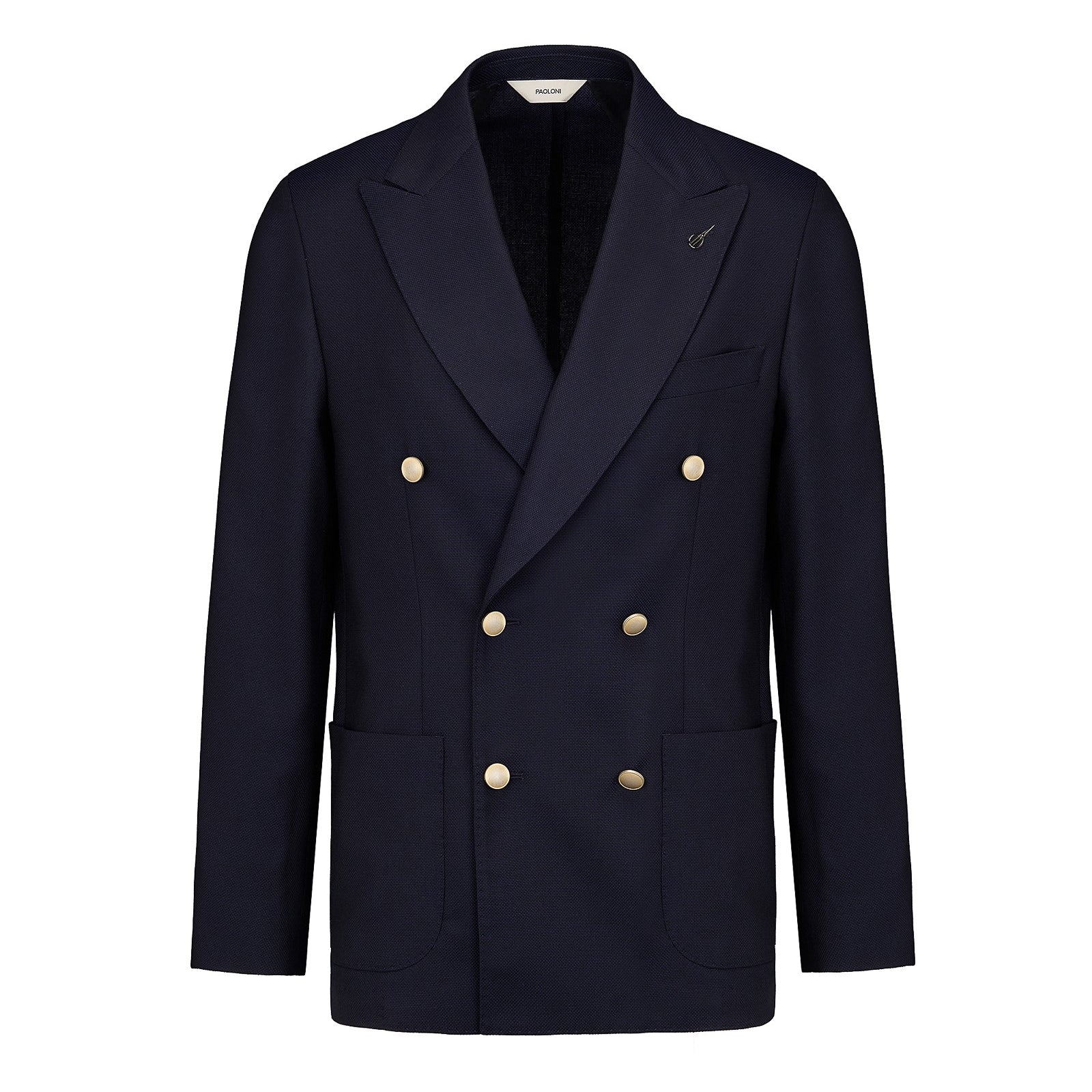 Giacca doppiopetto micro texture lana vergine super 110`s 44 / BLU