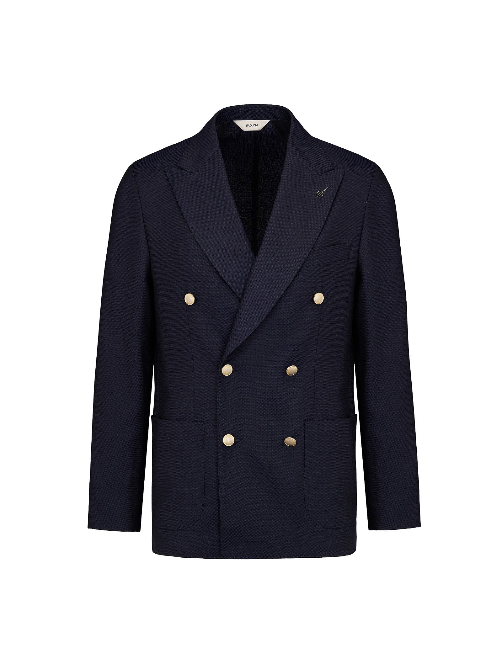 Giacca doppiopetto micro texture lana vergine super 110`s 44 / BLU