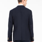 Giacca doppiopetto micro texture lana vergine super 110`s 44 / BLU