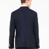 Giacca doppiopetto micro texture lana vergine super 110`s 44 / BLU