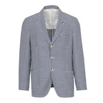 Giacca sfoderata pied de poule lana cotone 44 / BLU