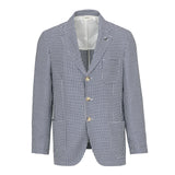 Giacca sfoderata pied de poule lana cotone 44 / BLU