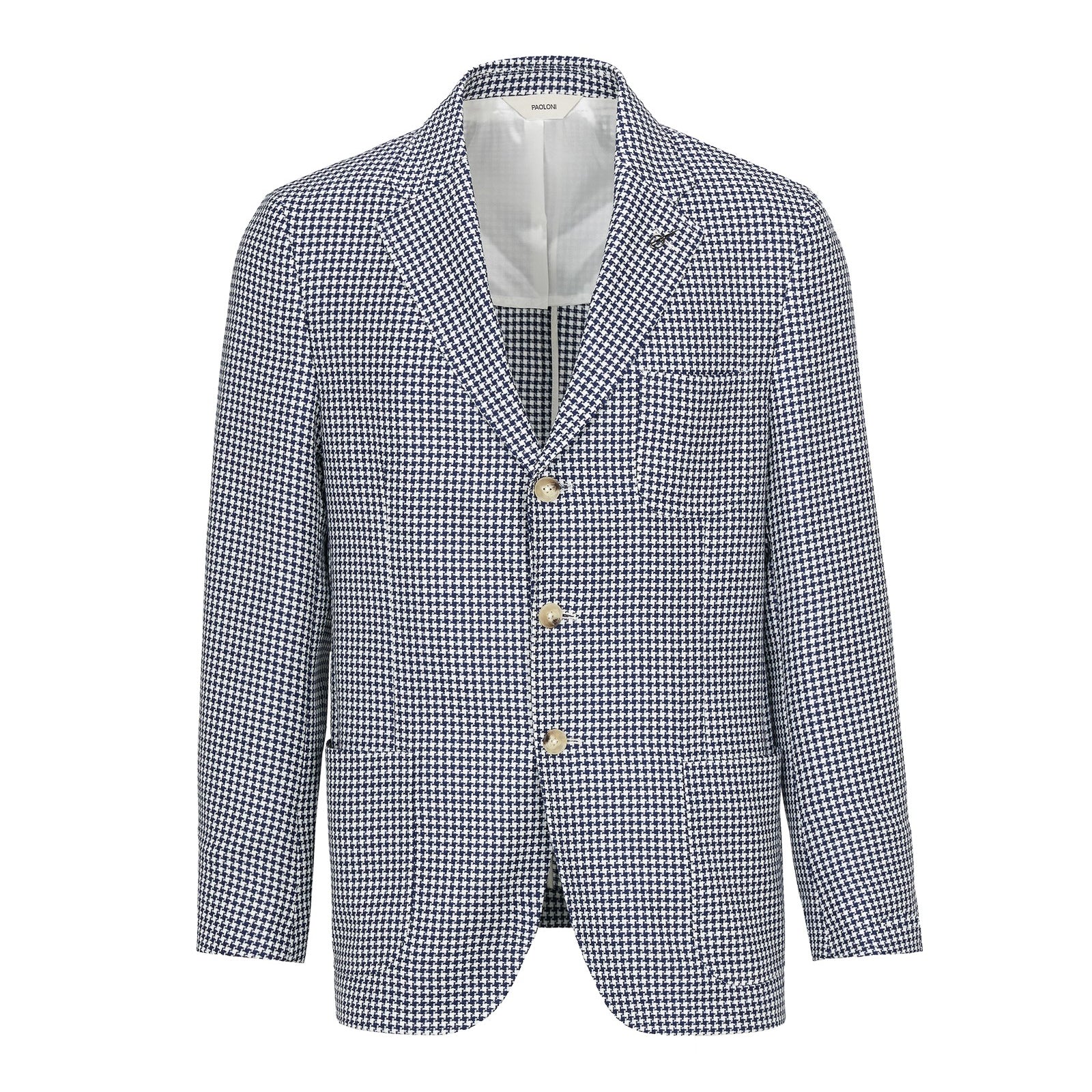 Giacca sfoderata pied de poule lana cotone 44 / BLU