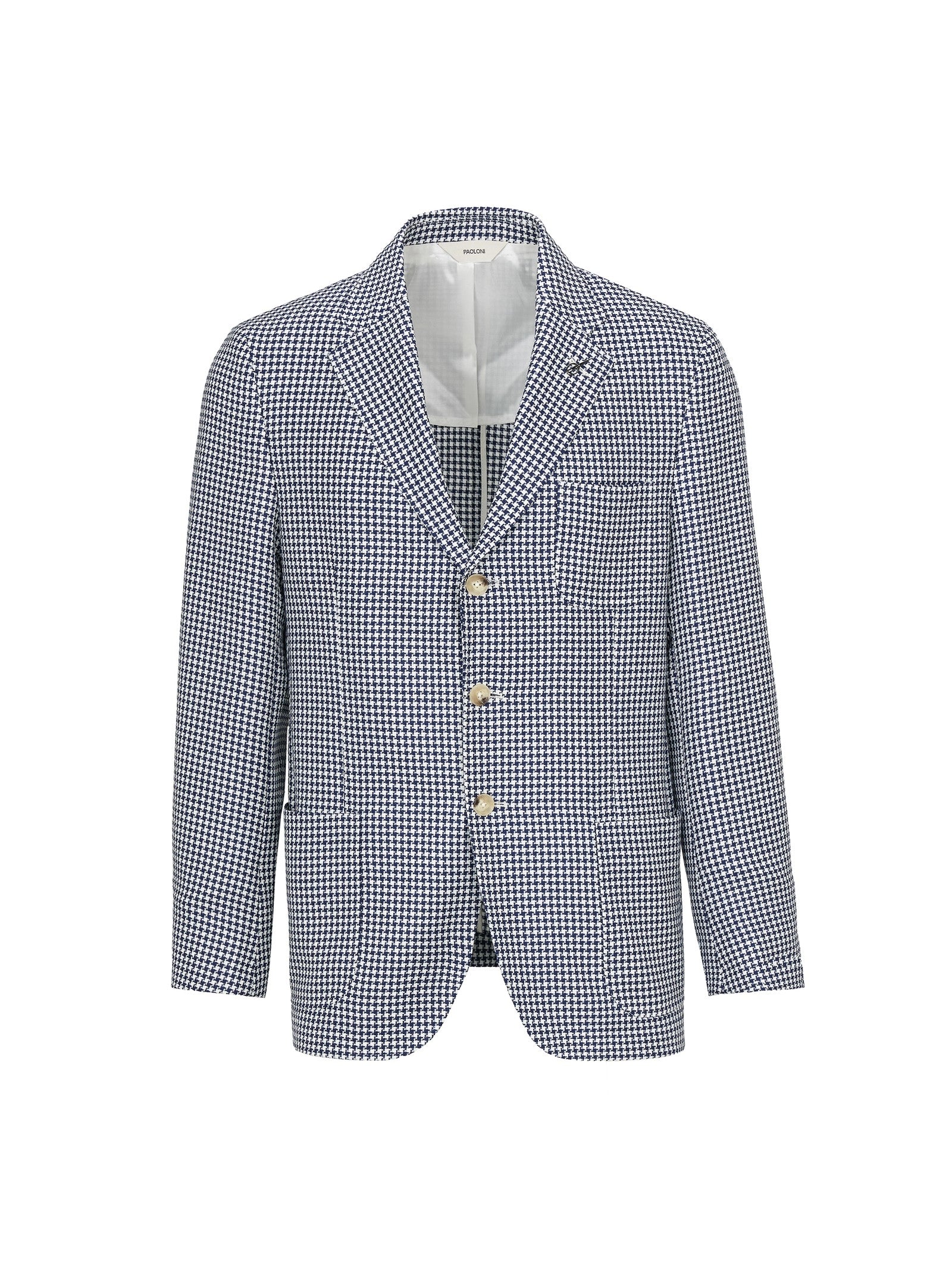 Giacca sfoderata pied de poule lana cotone 44 / BLU