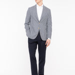 Giacca sfoderata pied de poule lana cotone 44 / BLU