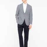 Giacca sfoderata pied de poule lana cotone 44 / BLU