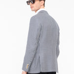 Giacca sfoderata pied de poule lana cotone 44 / BLU