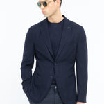 Giacca jersey lavorazione nido d`ape pura lana 44 / BLU