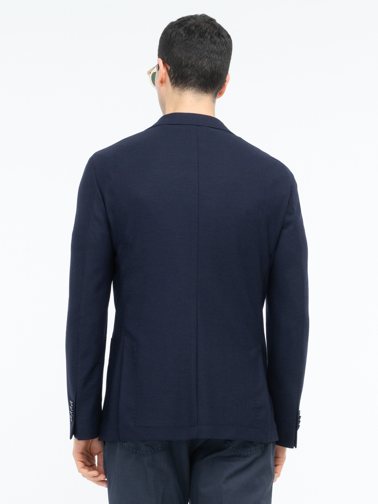 Giacca jersey lavorazione nido d`ape pura lana 44 / BLU