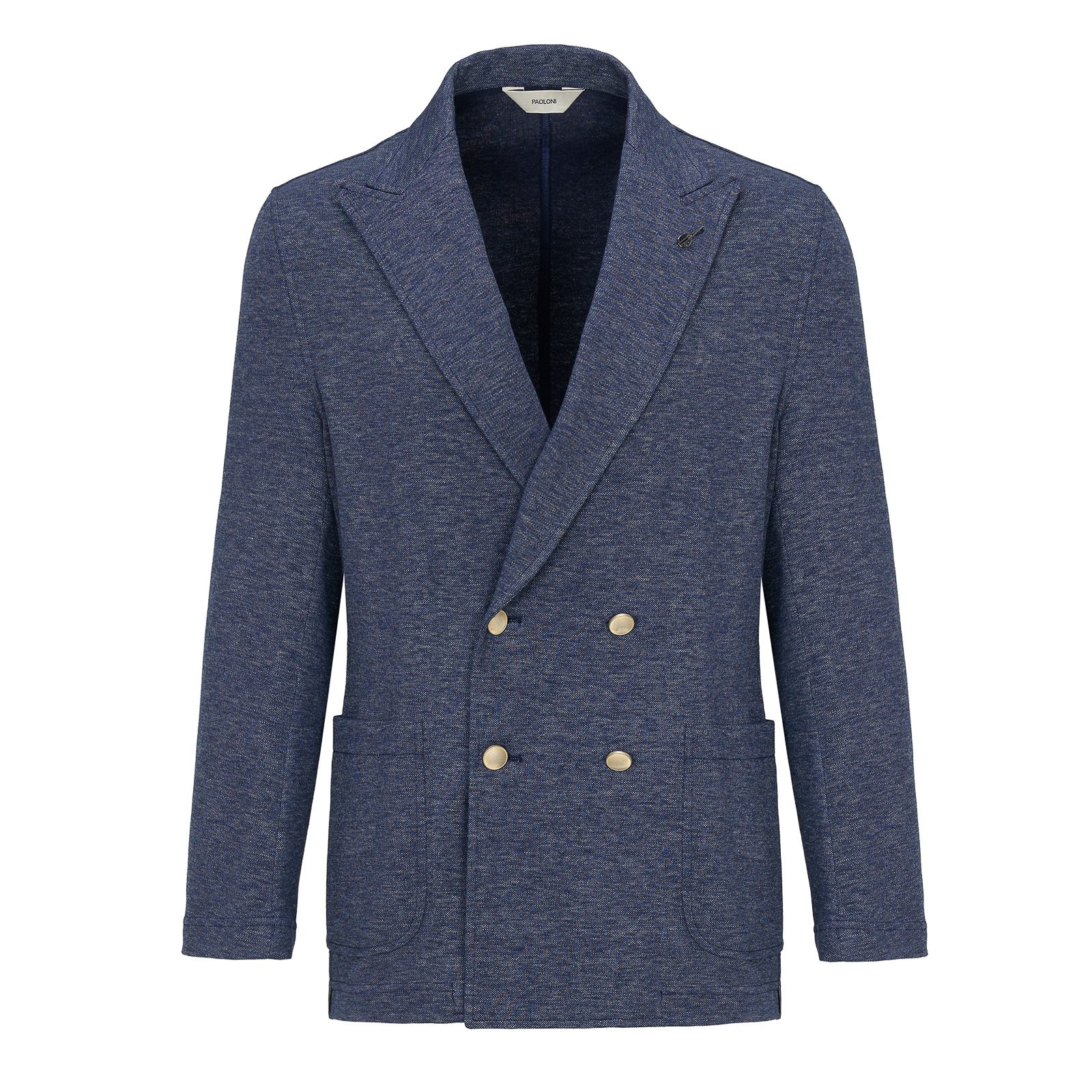 Giacca maglia doppiopetto cotone melangè 44 / BLU