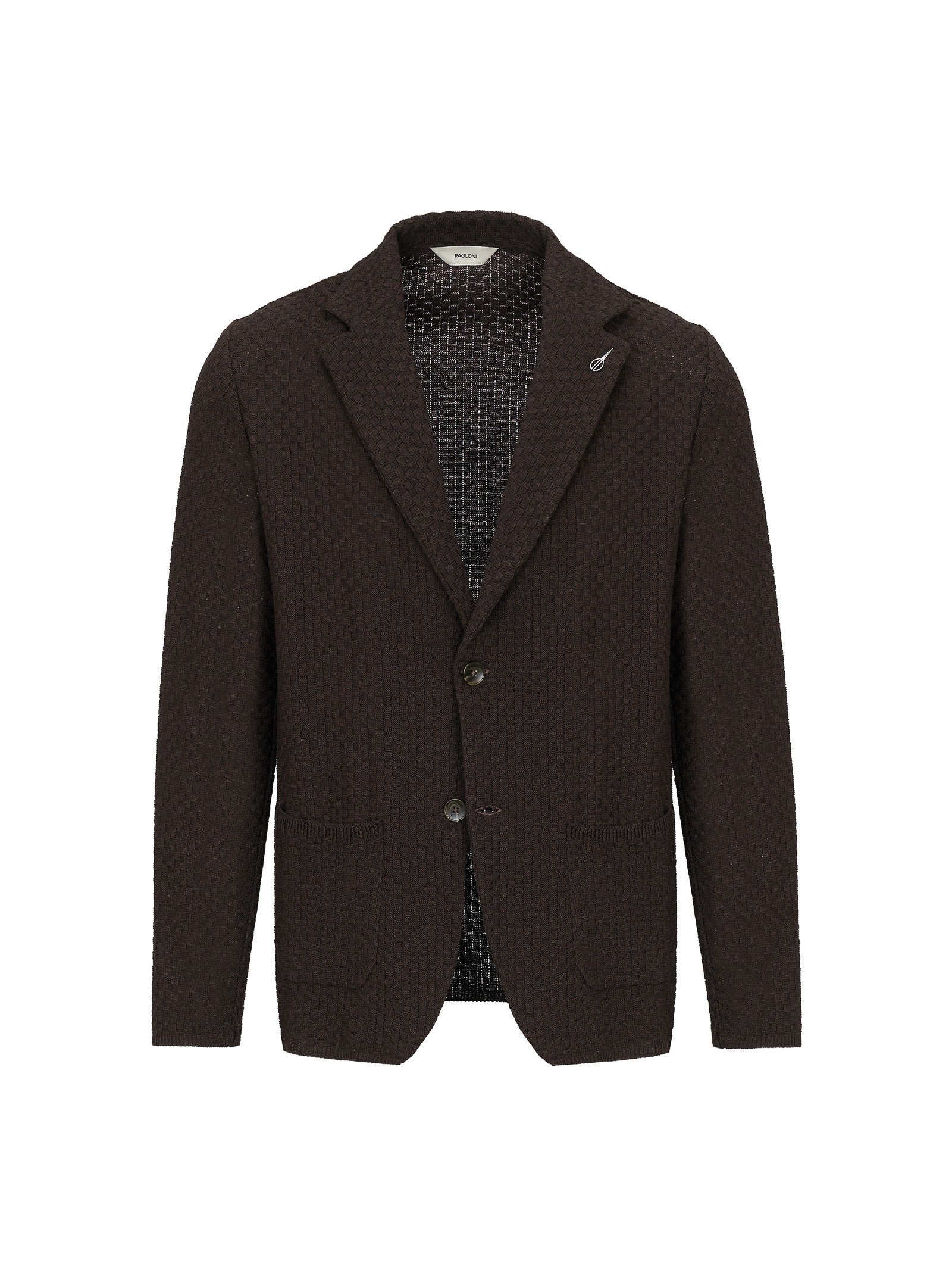 Giacca maglia lavorazione a maglia waffle misto cotone 44 / MARRONE