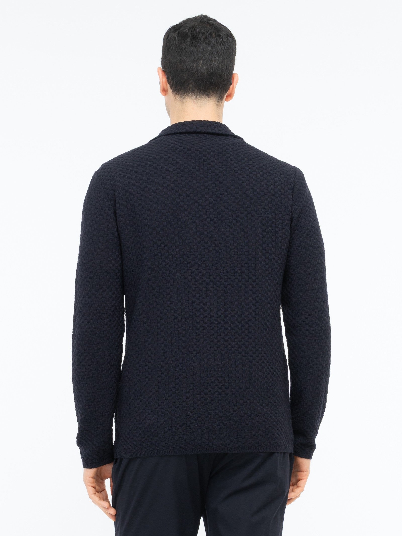 Giacca maglia lavorazione a maglia waffle misto cotone 44 / BLU