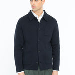 Overshirt in maglia piquet misto lana 44 / BLU