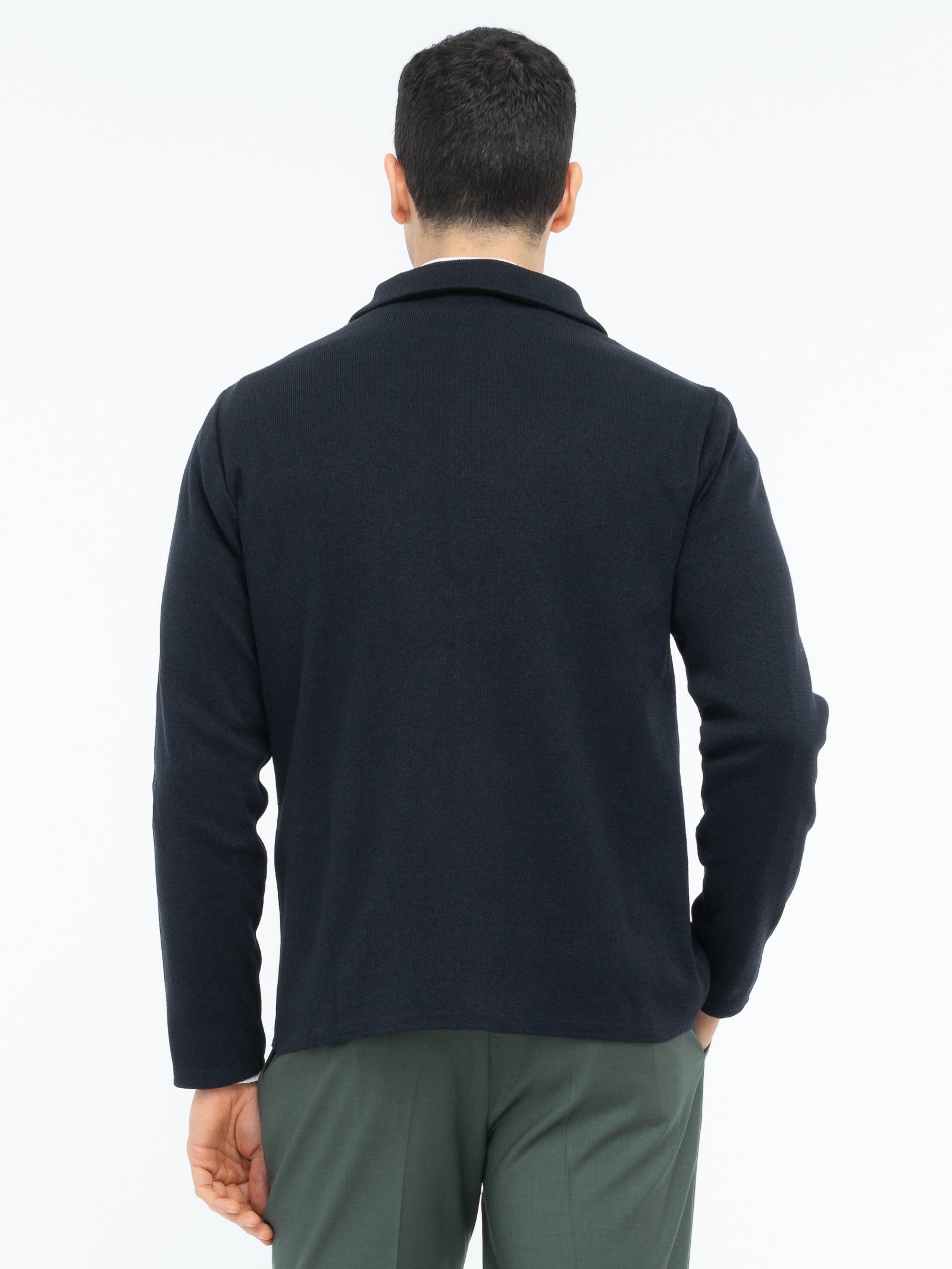 Overshirt in maglia piquet misto lana 44 / BLU