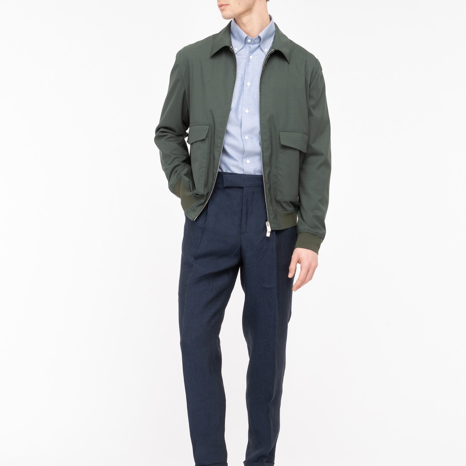 Bomber in fresco di lana stretch 44 / VERDE
