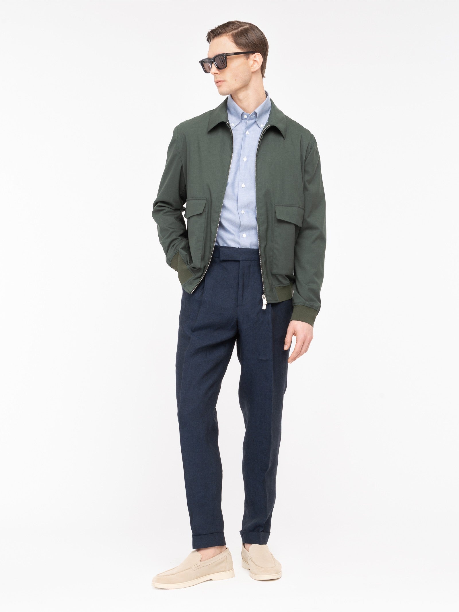 Bomber in fresco di lana stretch 44 / VERDE