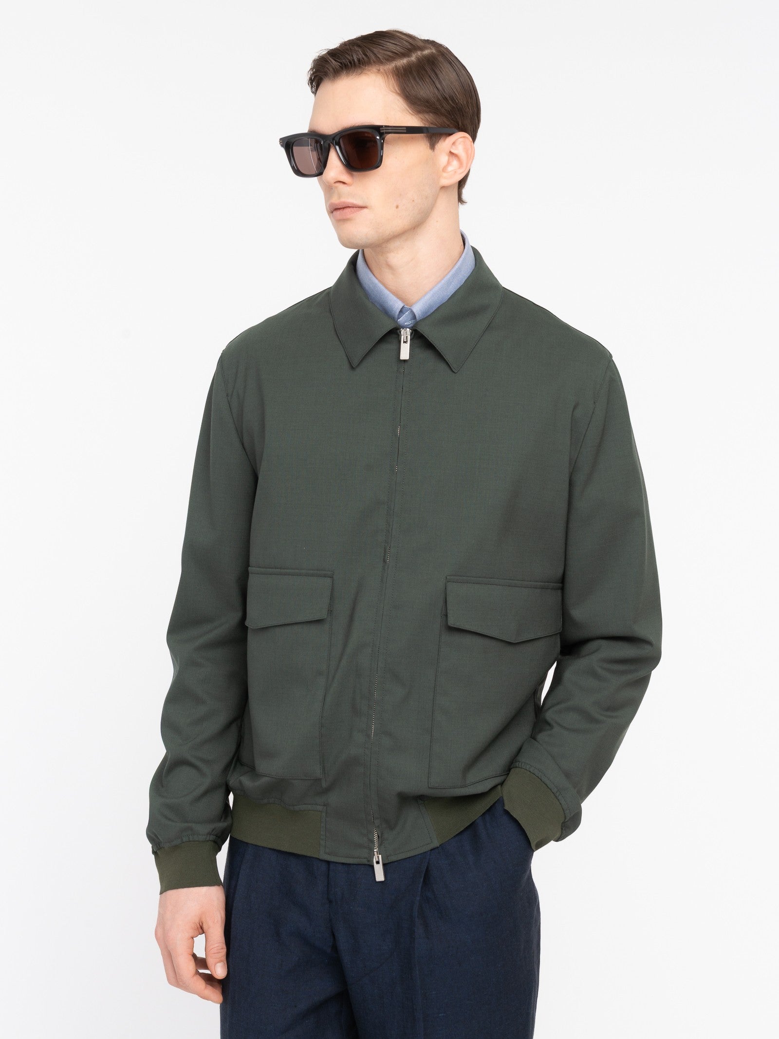 Bomber in fresco di lana stretch 44 / VERDE