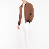Bomber raso misto cotone stretch 44 / MARRONE