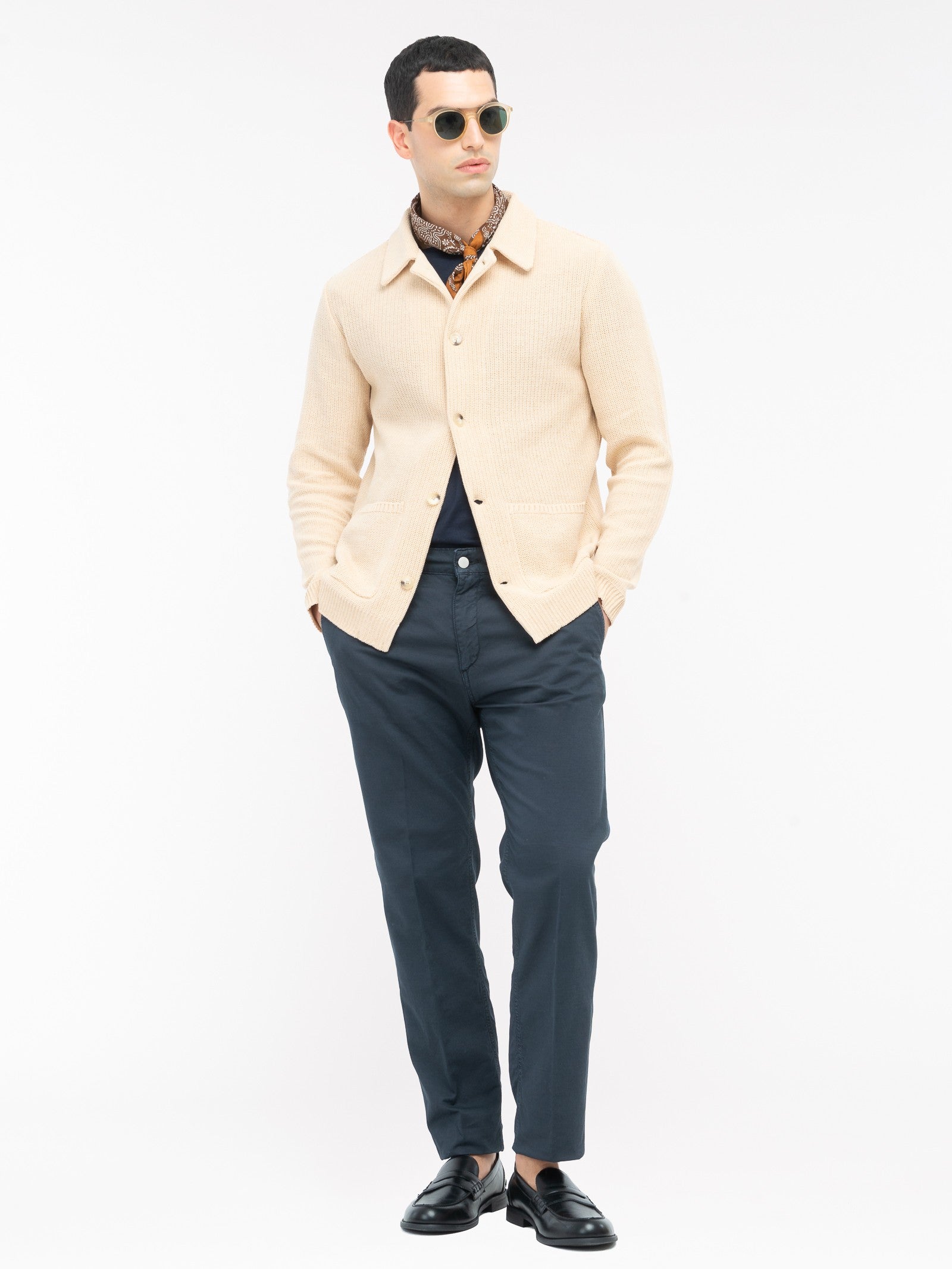 Bomber in maglia misto cotone 44 / BEIGE