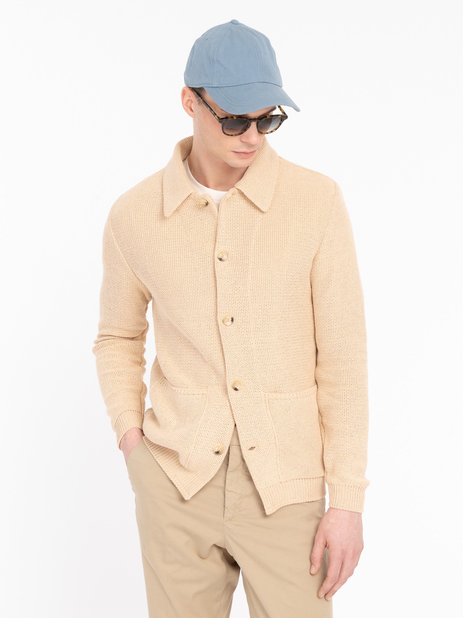 Bomber in maglia misto cotone 44 / BEIGE