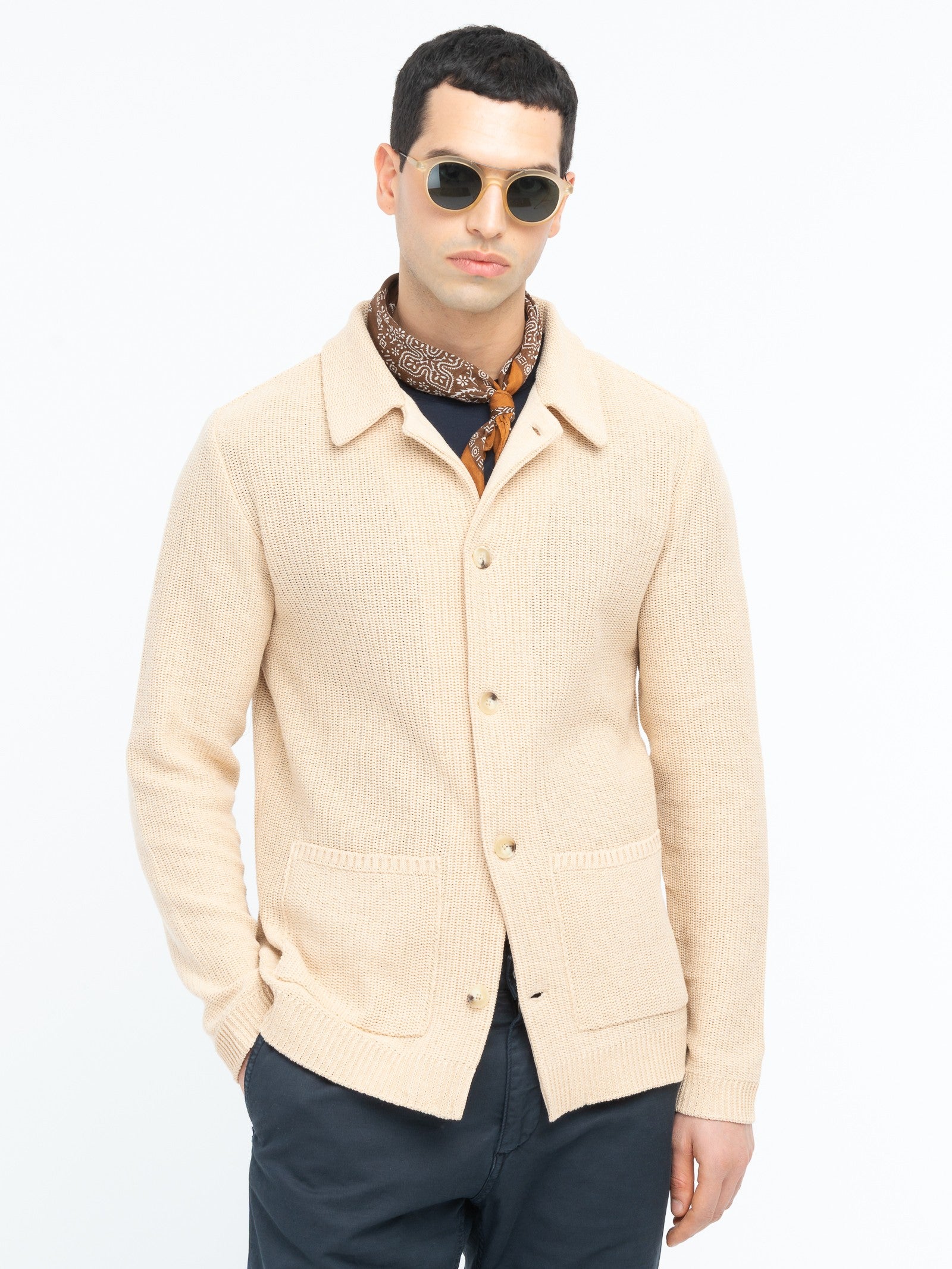 Bomber in maglia misto cotone 44 / BEIGE