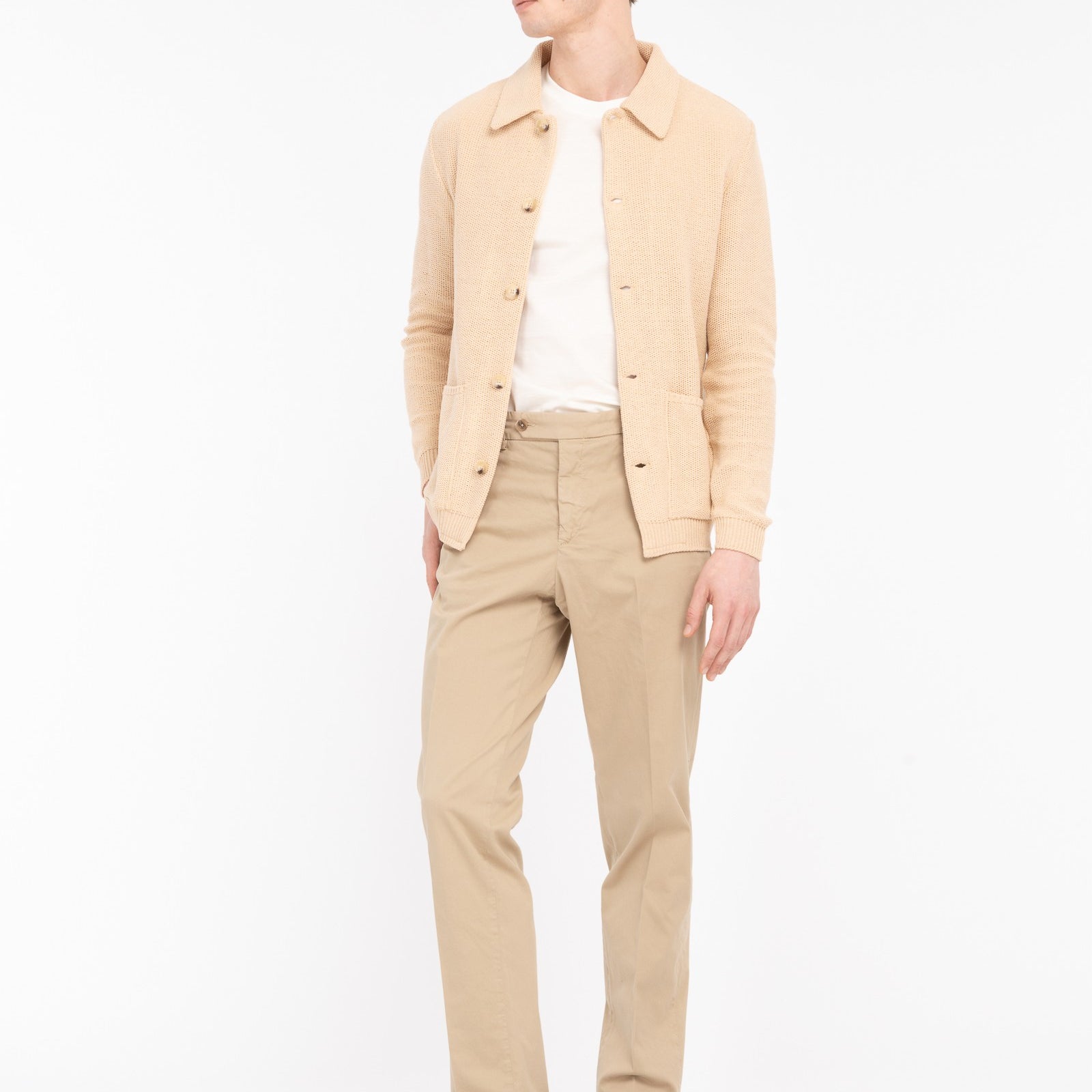 Pantalone slim gabardina di cotone stretch 44 / BEIGE