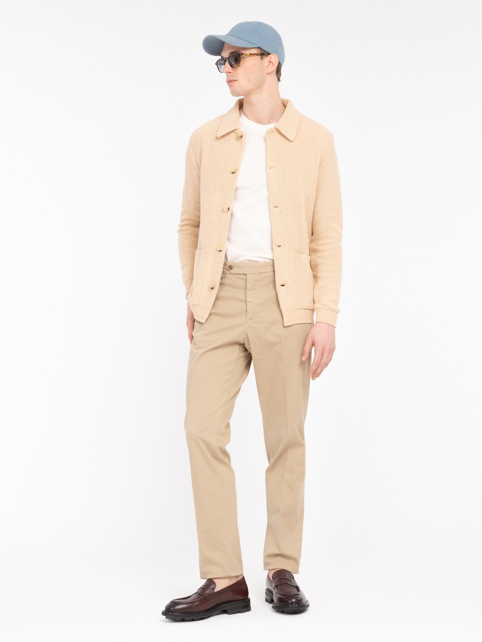 Pantalone slim gabardina di cotone stretch 44 / BEIGE