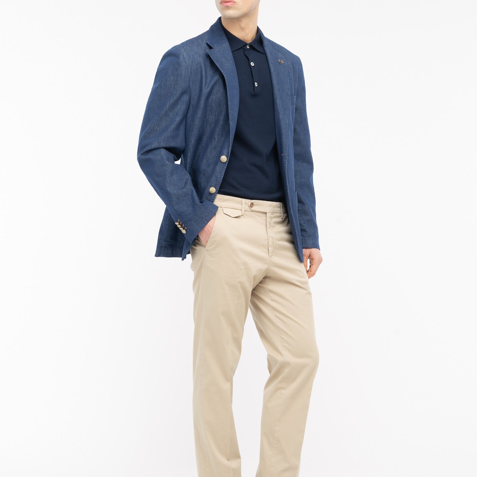 Pantalone slim gabardina di cotone stretch 44 / BEIGE