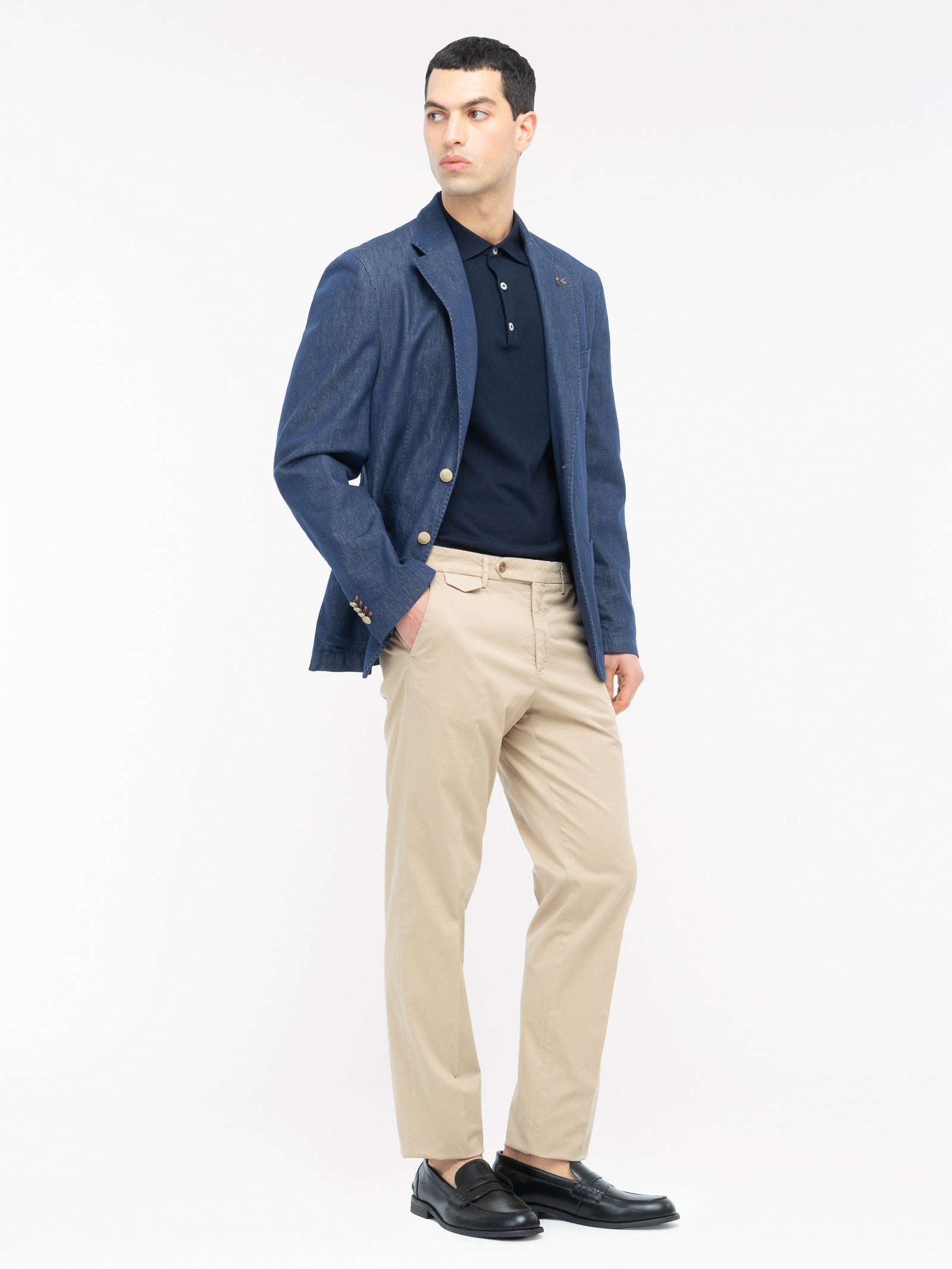 Pantalone slim gabardina di cotone stretch 44 / BEIGE