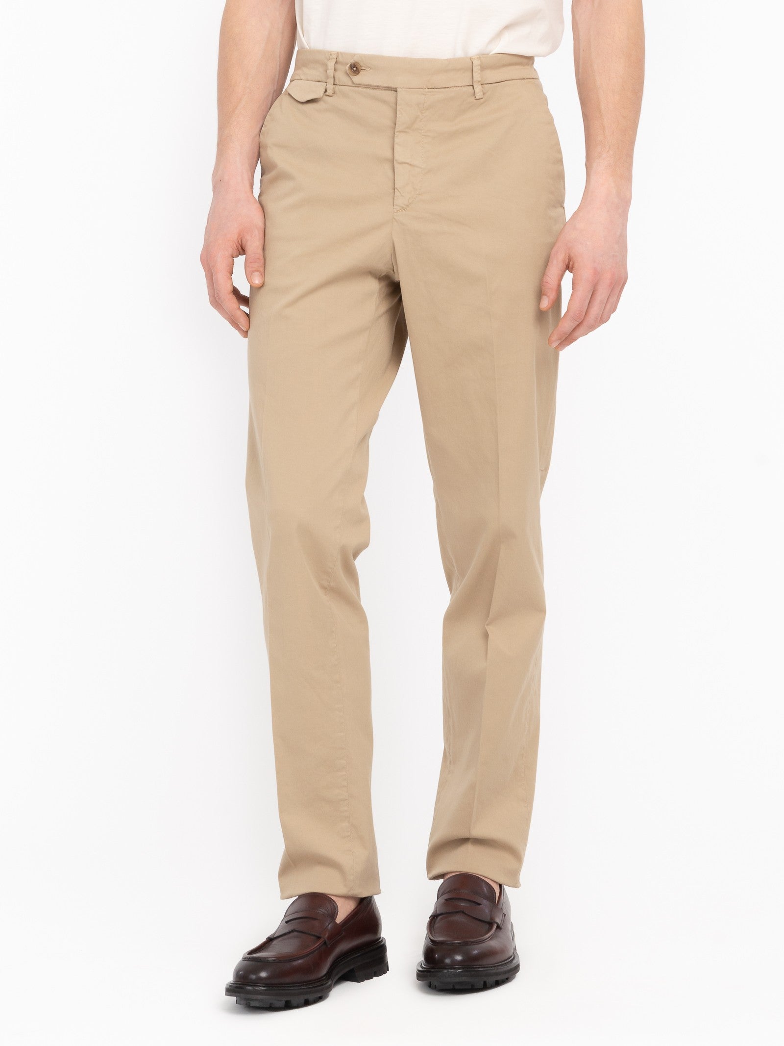 Pantalone slim gabardina di cotone stretch 44 / BEIGE