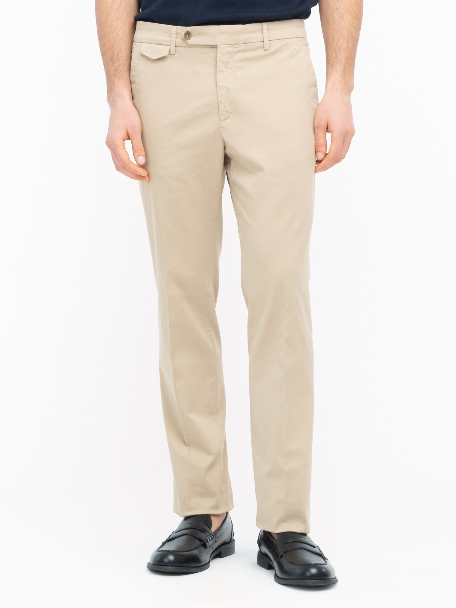 Pantalone slim gabardina di cotone stretch 44 / BEIGE