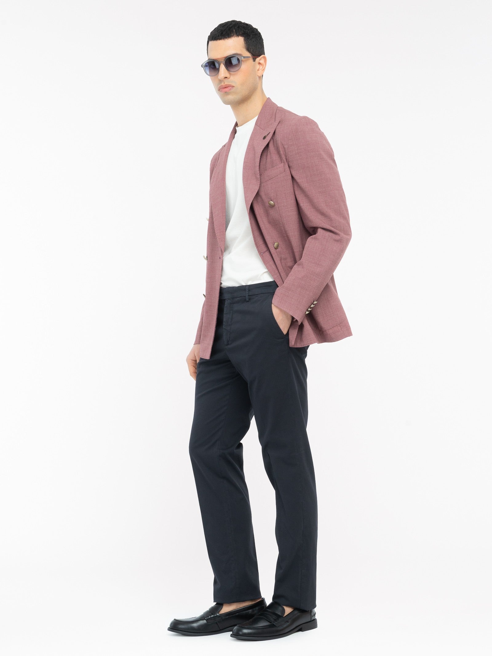 Pantalone slim gabardina di cotone stretch 44 / BLU