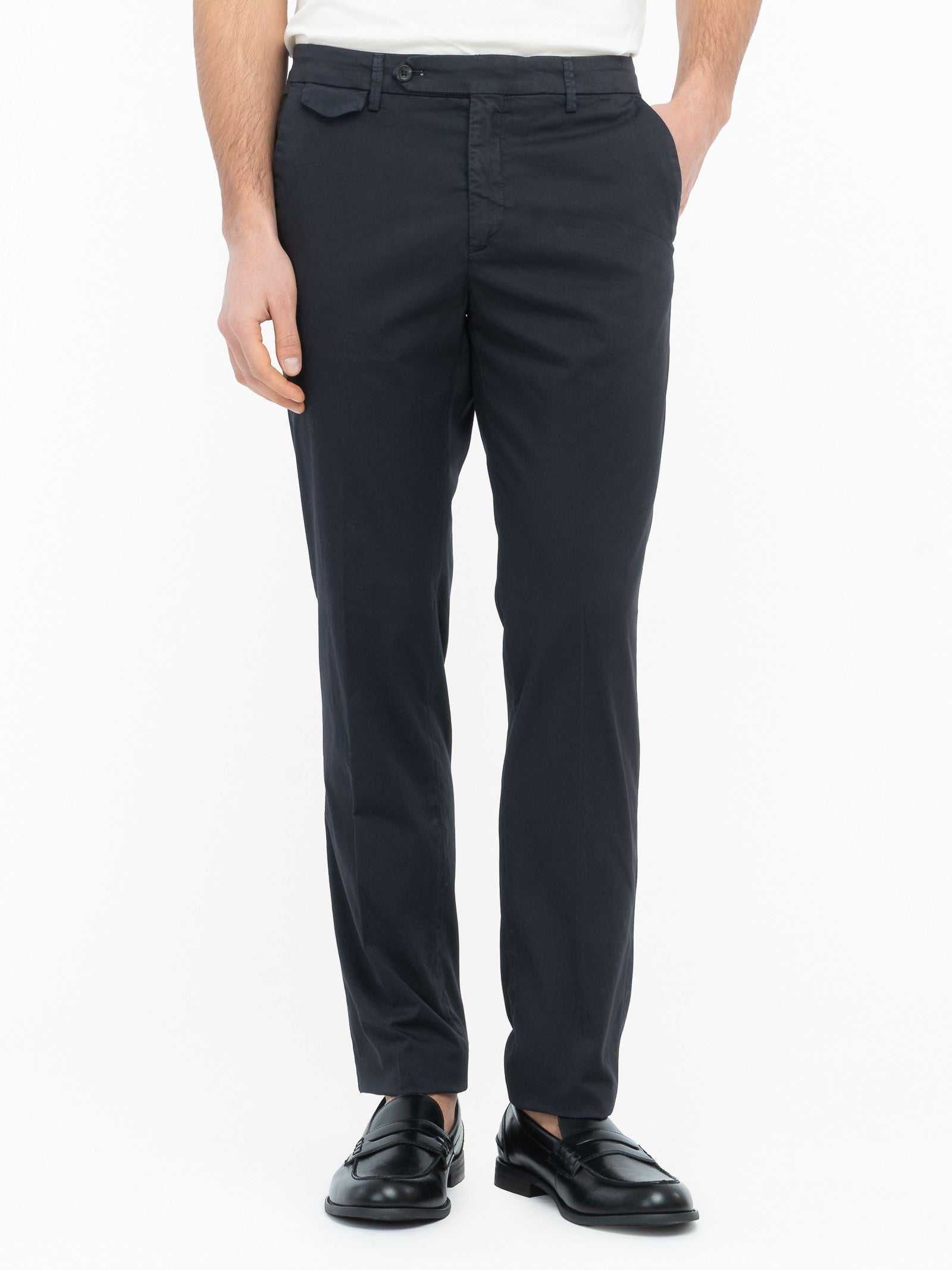 Pantalone slim gabardina di cotone stretch 44 / BLU